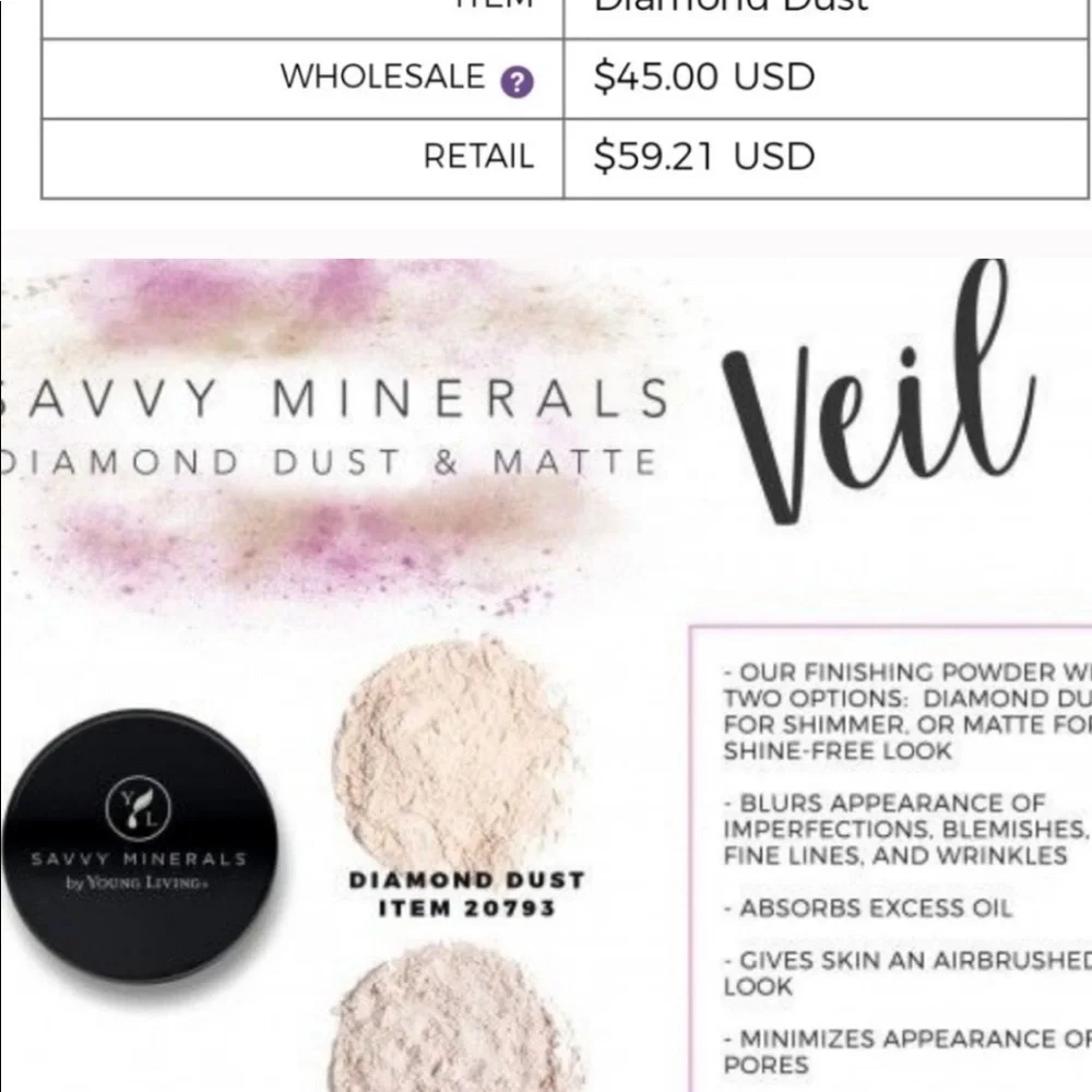 2 Savvy Minerals Young Living Veil Powder Diamond